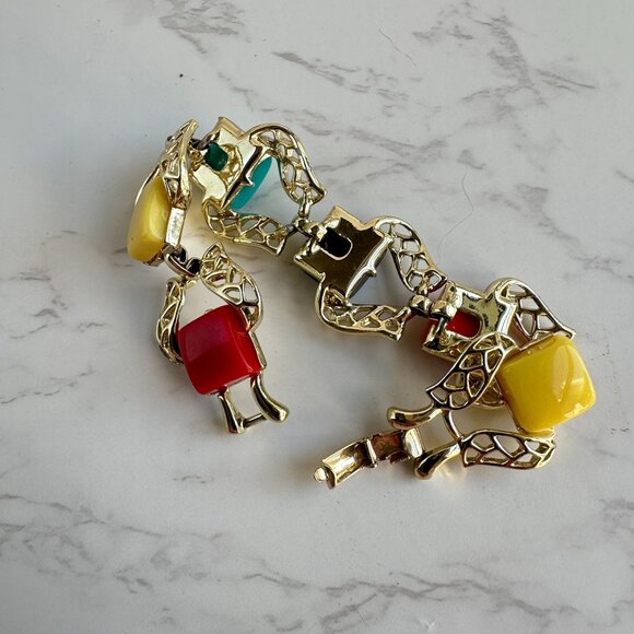 Coro Thermoset Link Bracelet 1950s Lucite - Picture 10 of 11